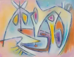 Composition by Gérard Vulliamy, 1976, Pastel, sold Oct 2023