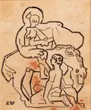 Saint Martin (projet pour le portail de l'église Saint-Martin de Ver-sur-mer) by Louis Valtat, Encre et crayon, sold Dec 2014