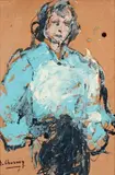 La blouse bleue by Émilie Charmy, Gouache, sold Dec 2014