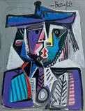 Hommage à Picasso by Jean-Luc Beaufils, Gouache vernissée, sold Dec 2014