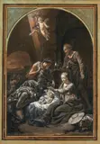 L'Adoration des Bergers by André Duterte, 1772, Pierre noire, lavis, rehauts de blanc et aquarelle signé et daté, sold Dec 2014