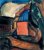 Le toit bleu by Marcel Gromaire, 1918, Lavis d'encre et gouache, sold Oct 2014