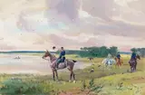 Cerf bât l'eau by Karl Reille, Gouache, sold Jun 2014
