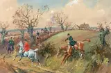 Équipage Vénerie du Berry, à Monsieur de Chaudenay, le débuché by Karl Reille, Gouache, sold Jun 2014