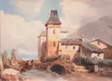 Le hameau by Eugène Edouard Soulès, Aquarelle, sold Nov 2013