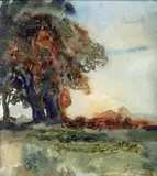 Paysage de campagne by Joseph-Victor Communal, 1908, Aquarelle, sold Nov 2013