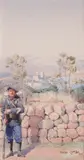 Chasseur alpin du 7ème BCA devant Antibes by Pierre Comba, 1905, Aquarelle, sold Nov 2013