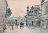 Rue de village animée by Eugène Villon, 1931, Aquarelle, sold Nov 2013
