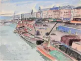 Le port de Rouen by André Fraye, Aquarelle sur papier, sold Nov 2013