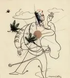 Portrait présumé de Jean Marais 193 (92) by Raymond Gid, Encre de Chine et gouache sur papier calque, sold Nov 2013