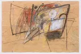 Composition abstraite by Albert Bitran, 1973, Pastel sur papier froissé, sold Nov 2013