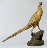 Faisan au rocher by Leon Bureau, Bronze à patine brune et dorée, sold Oct 2013