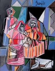 Ménines au chien by Jean-Luc Beaufils, Gouache et technique mixte, sold Oct 2013