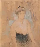 Jeune femme assise by Jules Adler, 1905, Fusain, pastel et rehauts d'aquarelle, sold Oct 2013