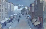 Rue de Paris, le soir, 1889 (?) by Théophile Steinlen, Gouache, sold Oct 2013