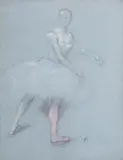 Danseuse en tutu blanc by Jean-Louis Forain, Pastel sur papier bleu, sold Oct 2013