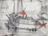 L'arrivée des marchandises by André Maire, Pierre noire et sanguine, sold Jun 2013