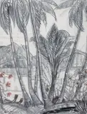Les cocotiers by André Maire, 1954, Pierre noire et sanguine, sold Jun 2013
