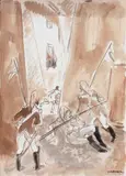 Don José laisse Carmen s'échapper by Yves Brayer, Lavis de bistre et encre de Chine, sold Jun 2013