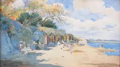 Scène de plage by Léon Hamonet, Aquarelle, sold May 2013