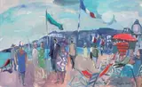 Promenade en bord de mer by Maurice Empi, Aquarelle gouachée, sold May 2013