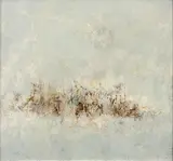 Composition by Pierre Jacquemon, Huile et collage sur carton, sold May 2013