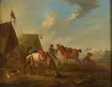 Un campement militaire by August Querfurt, Panneau de chêne, une planche, non parqueté, sold Jun 2021
