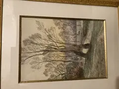 Arbres au bord d'un canal by Henri Mouren, Aquarelle signée en bas à gauche, sold Apr 2021