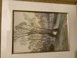 Arbres au bord d'un canal by Henri Mouren, Aquarelle signée en bas à gauche, sold Apr 2021