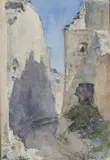 Les Baux, voie romaine by Arthur Mayeur, Aquarelle signée en bas à gauche et située en bas à droite, sold Feb 2021