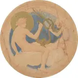 Étude pour Apollon (projet pour la galerie des Métiers de l'hôtel de Ville de Paris, 1889) by Pierre-Victor Galland, Sanguine, pierre noire, aquarelle et gouache sur papier (doublage), sold Dec 2020