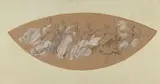 La Danse et la Musique Deux études de frises en mandorle sans doute pour le décor du Théâtre lyrique de Paris, actuel Théâtre de la Ville by Théodore Pierre Nicolas Maillot, vers 1860, Pierre noire, pointe d'argent et gouache blanche, sold Dec 2020