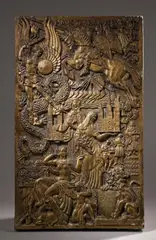 La Normandie (maquette d'un des bas-reliefs monumentaux de la grande salle à manger du paquebot Normandie, 1935) by Raymond Delamarre, Plâtre doré, sold Dec 2020