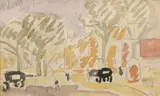 Place de village animée by Louis Valtat, Aquarelle sur traits de crayon, sold Dec 2020