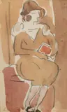 Femme assise tenant un livre by Louis Valtat, Aquarelle sur traits de crayon, sold Dec 2020