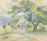 Paysage méditerranéen by Charles Camoin, Pastel signé en bas à gauche, sold Dec 2020