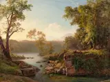 Paysage de rivière à Albano by Louise-Joséphine Sarazin de Belmont, Toile, sold Dec 2020