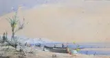 La plage à Bordighiera by Emmanuel Costa, Aquarelle, sold May 2023