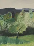 Paysage à Saint-Paul-lès-Monestier, août 1953 by Pierre Pelloux, Gouache, sold May 2023