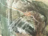 Les rochers by Georges Romathier, 1985, Technique mixte, huile, gouache et lavis d'encre, sur papier collée sur panneau, sold May 2023