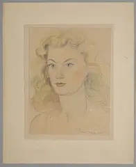 Portrait d'une jeune fille en cheveux by Irène Pagès, 1950, Aquarelle sur traits de mine de plomb, sold May 2023