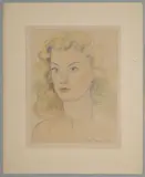 Portrait d'une jeune fille en cheveux by Irène Pagès, 1950, Aquarelle sur traits de mine de plomb, sold May 2023