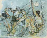 Jeu de ballon by Jacques Poncet, 1968, Pastel sur fond de gouache, sold May 2023