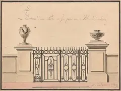 Élévation d'une by Claude Marion, Plume et encre noire, lavis noir et aquarelle, sold Jun 2021