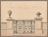 Élévation d'une by Claude Marion, Plume et encre noire, lavis noir et aquarelle, sold Jun 2021