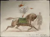 Écuyère à l'hippodrome du pont de l'Alma by Frédéric Adolphe Yvon, Aquarelle et rehauts de blanc sur traits de crayon noir, sold Jun 2021