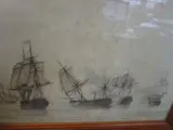 Scène de bataille navale franco-anglaise by Jean Constantin Ribet, Plume et encre noire et grise, lavis gris et aquarelle, sold Jun 2021