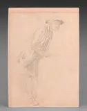 Étude d'homme debout pour l'intérieur d'une douane by Nicolas Bernard Lépicié, Pierre noire, sanguine et rehauts de blanc, sold Jun 2021