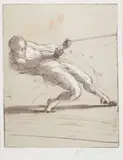 Sportif tirant sur une corde by Claude Weisbuch, Lithographie en couleurs, sold Jun 2021