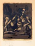 Nu assis sur un canapé appuyé sur son coude by Arno Brecker, 1973, Lithographie, sold Jun 2021